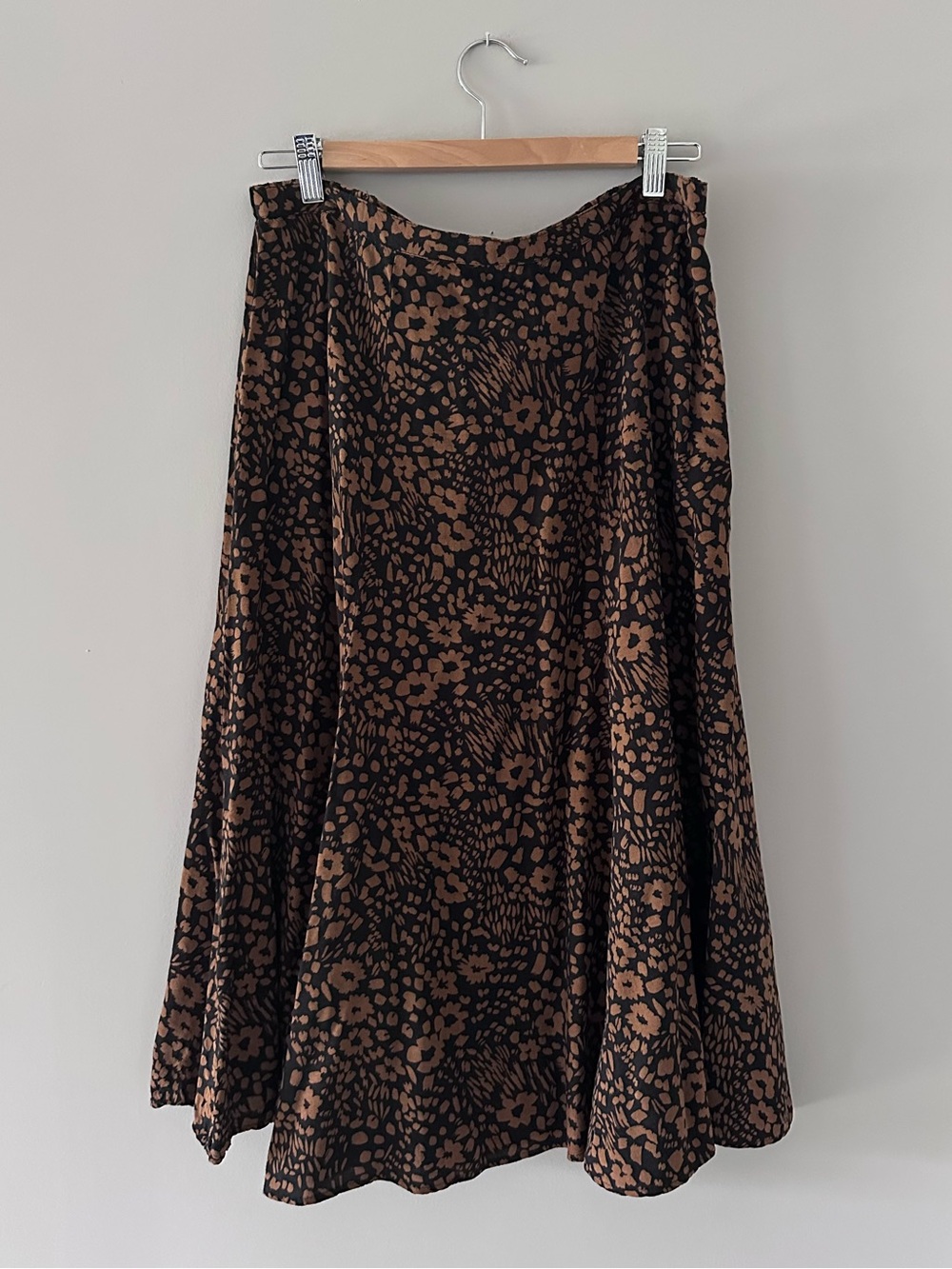 White Stag Black and Brown Floral A-Line Skirt